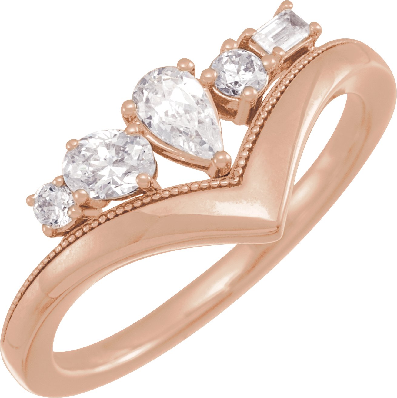 14K Rose 1/2 CTW Lab-Grown Diamond V Ring