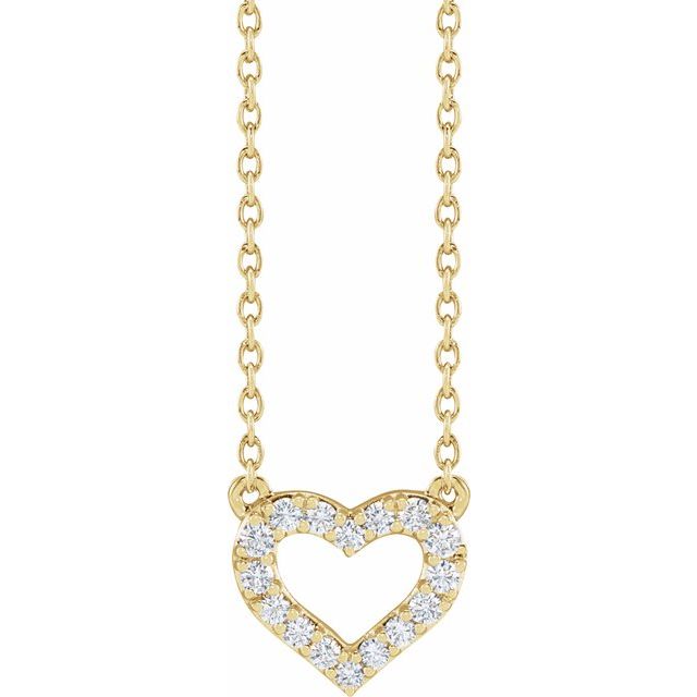 14K Yellow 1/5 CTW Lab-Grown Diamond Heart 16-18" Necklace