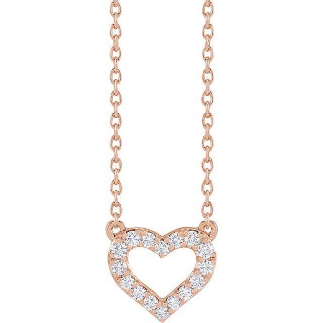 14K Rose 1/5 CTW Lab-Grown Diamond Heart 16-18 Necklace