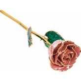 Lacquered Mauve Sparkle Rose with Gold Trim