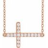 14K Rose 0.17 CTW Lab Grown Diamond Sideways Cross Necklace Ref 18476592