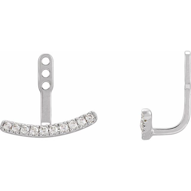 14K White 1/5 CTW Lab-Grown Diamond Curved Bar Earring Jackets