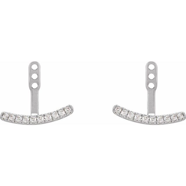 14K White 1/5 CTW Lab-Grown Diamond Curved Bar Earring Jackets