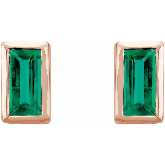 14K Yellow Emerald Bezel-Set Earrings