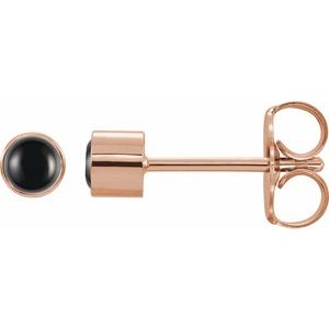 14K Rose Natural Black Onyx Bezel-Set Earrings