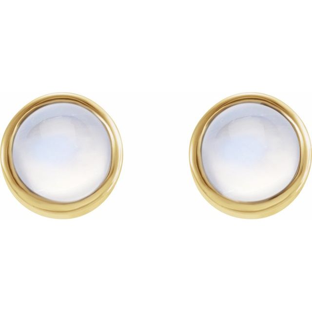 14K Yellow Natural White Moonstone Bezel-Set Earrings