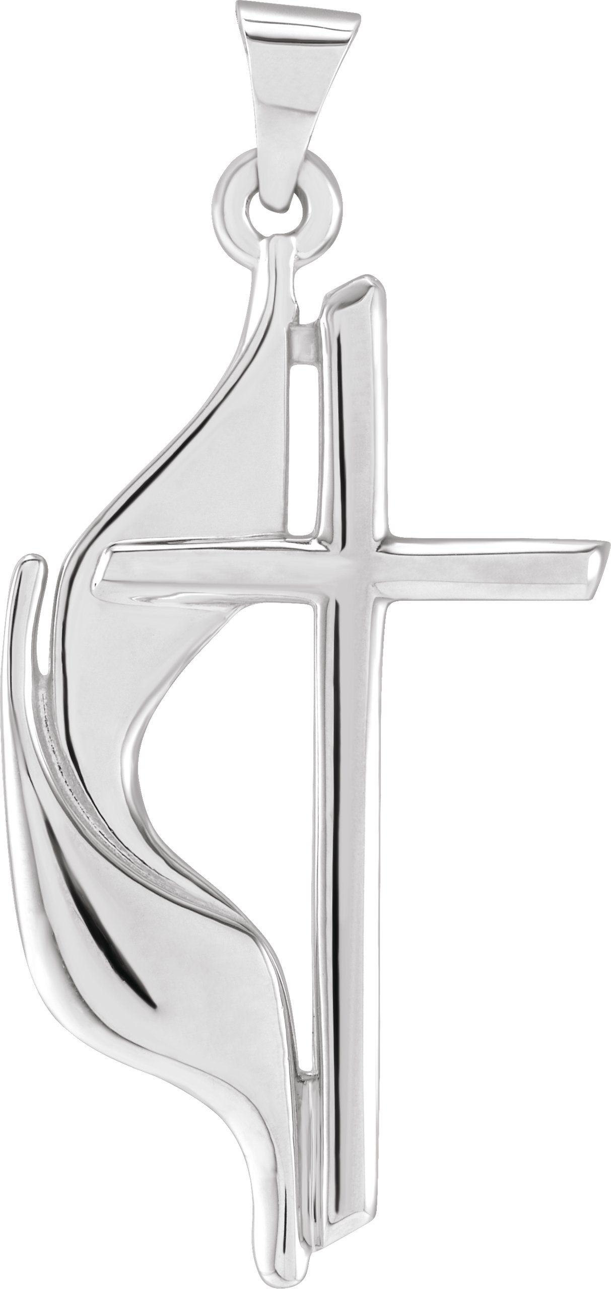 14K White 30x17.5 mm Methodist Cross Pendant 