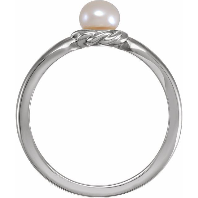 Sterling Silver 6-6.5 mm Cultured White Freshwater Pearl Ring 