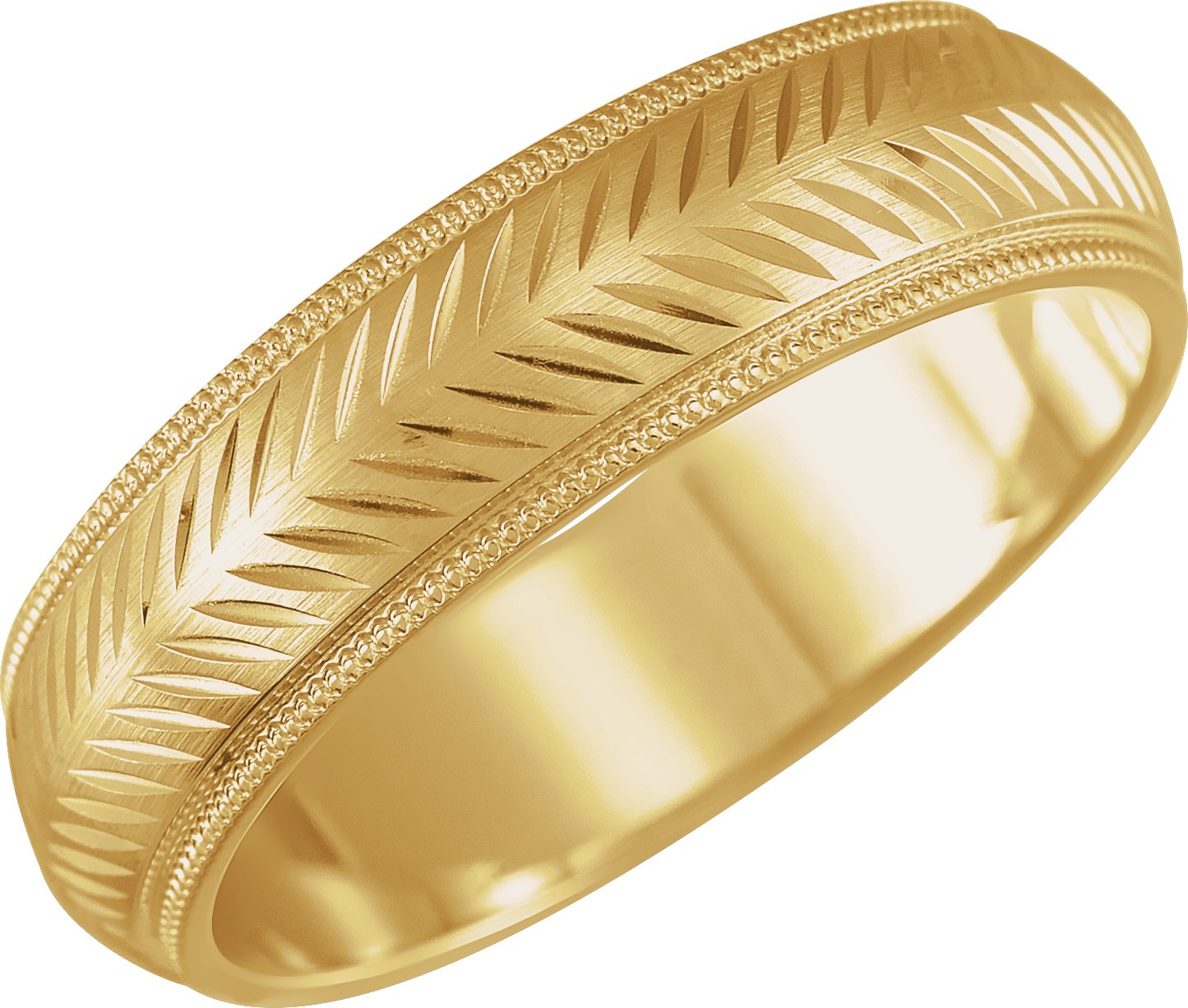 14K Yellow 6 mm Herringbone Band Size 10