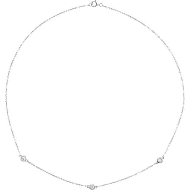 14K White 1/3 CTW Lab-Grown Diamond 3-Station 18" Necklace