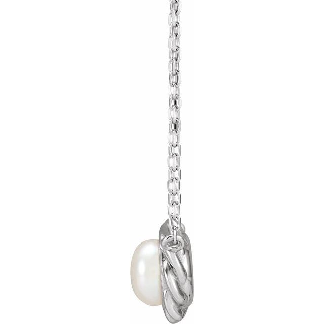 Sterling Silver Cultured White Freshwater Pearl 18 Necklace