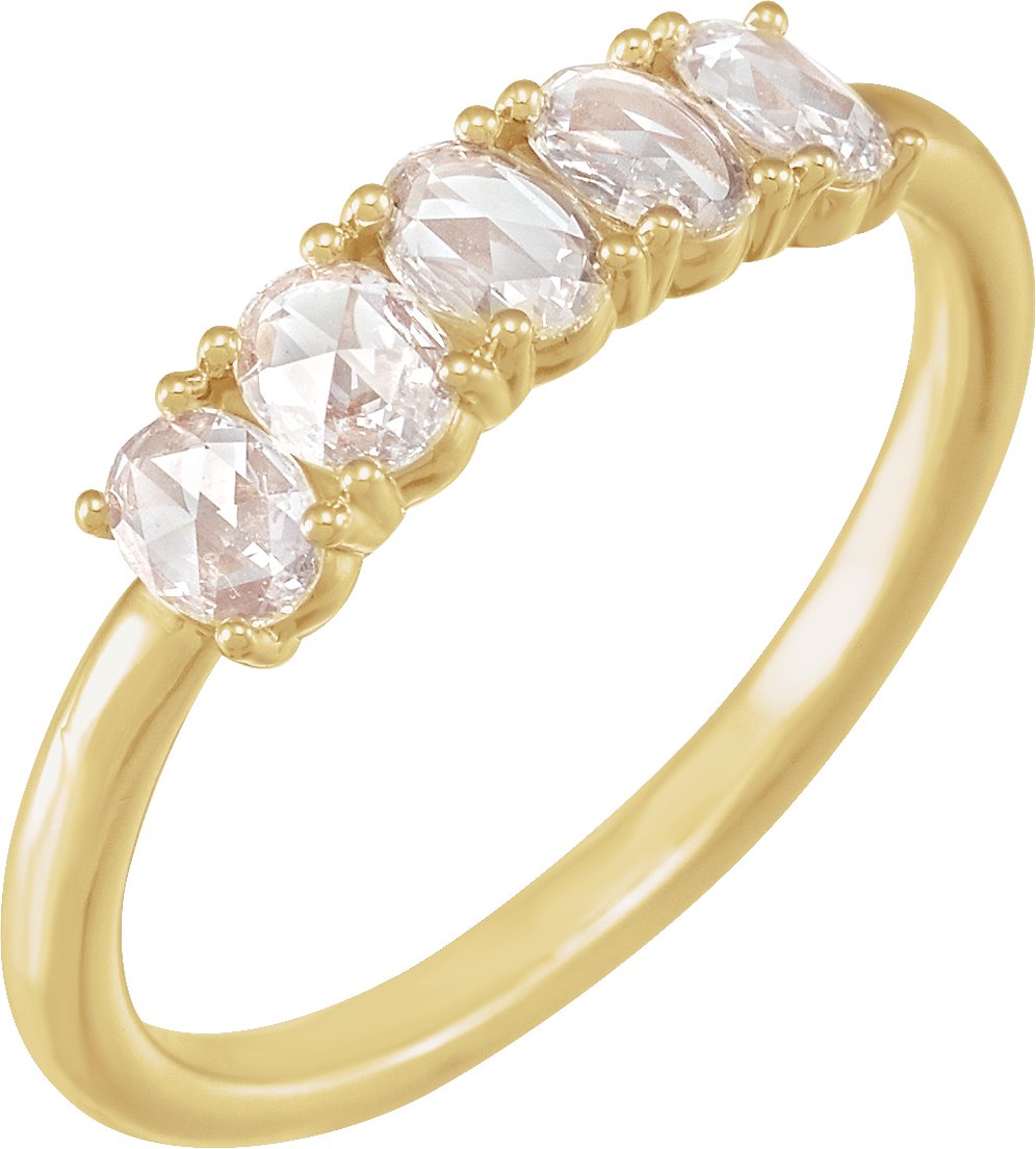 14K Yellow 1/2 CTW Natural Rose-Cut Diamond Anniversary Band