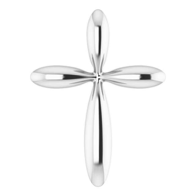 14K White 17x13 mm Cross Pendant