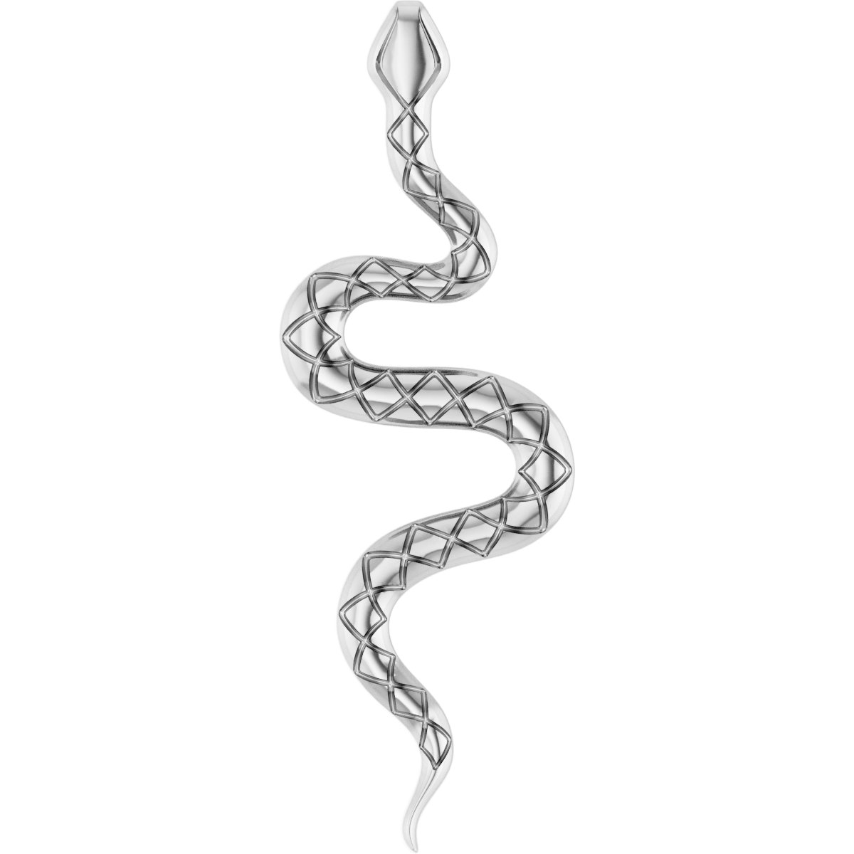 14K White 19.5x6.7 mm Snake Pendant