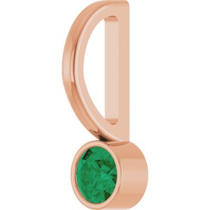 14K Rose Natural Emerald Charm/Pendant