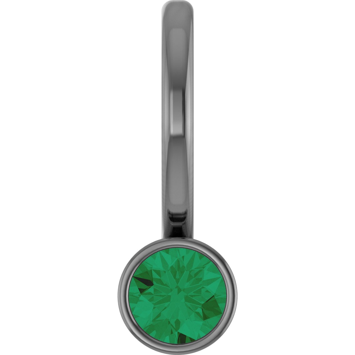 14K White Lab-Grown Emerald Charm/Pendant