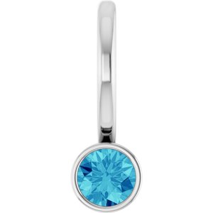 Sterling Silver Natural Blue Zircon Charm/Pendant