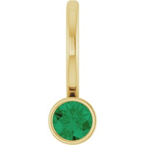 14K Yellow Natural Emerald Charm/Pendant