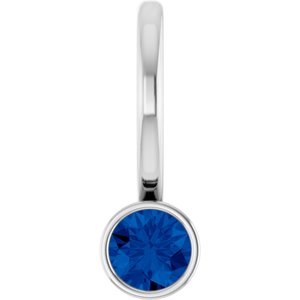 14K White Natural Blue Sapphire Charm/Pendant