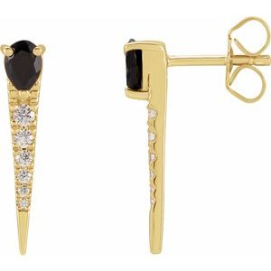 onyx and diamond spike earrings