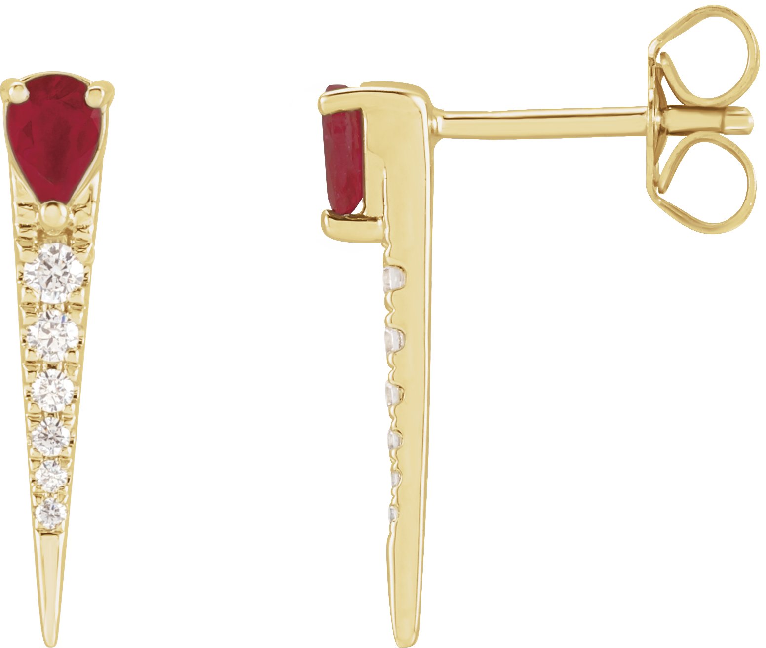 14K Yellow Natural Ruby and 0.13 CTW Natural Diamond Spike Earrings Ref 18620115