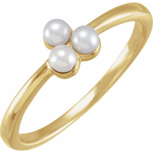 14K Yellow Cultured Freshwater Pearl Cluster Ring