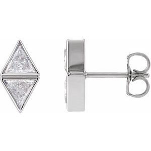 14K White 5/8 CTW Natural Diamond Two-Stone Bezel-Set Earrings