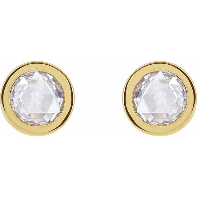 14K Yellow 5/8 CTW Rose-Cut Natural Diamond Bezel-Set Earrings