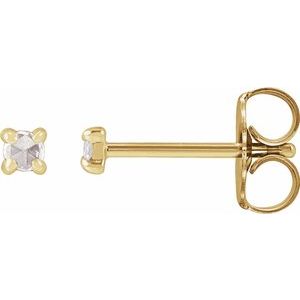 14K Yellow .05 CTW Rose-Cut Natural Diamond 4-Prong Claw Earrings