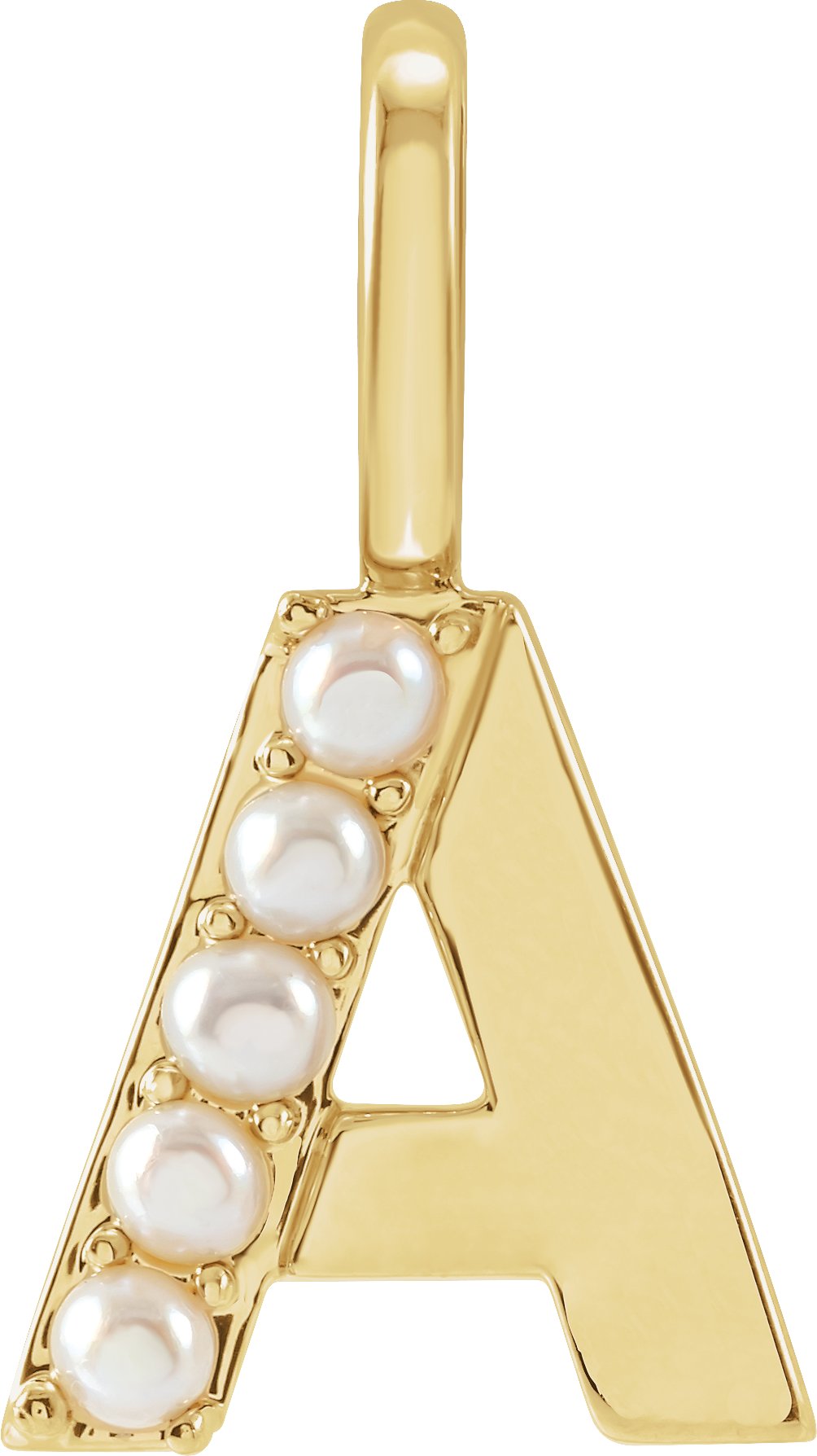 14K Yellow Cultured White Pearl Initial A Charm or Pendant Ref 18479242