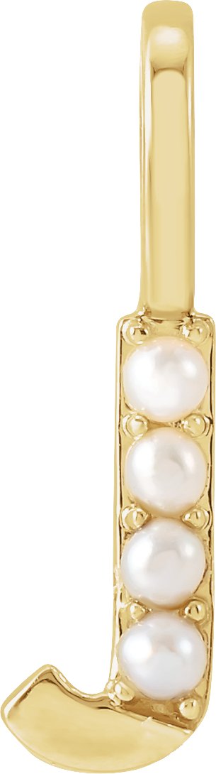 14K Yellow Cultured White Pearl Initial J Charm or Pendant Ref 18479269