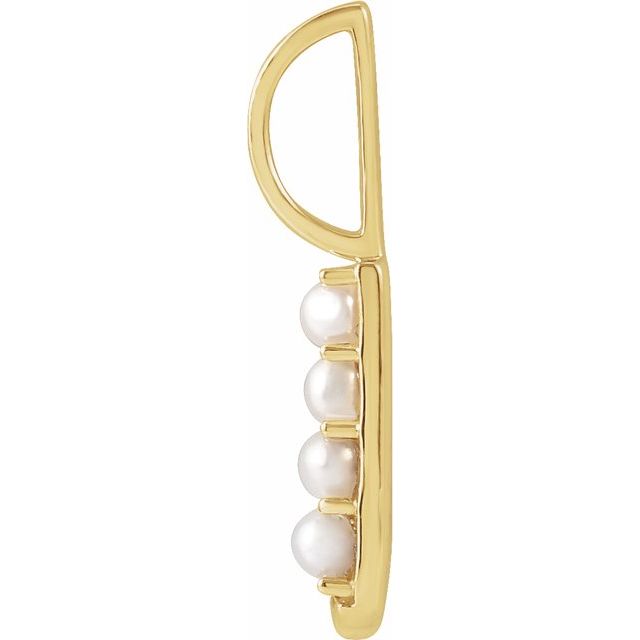 14K Yellow Cultured White Pearl Initial J Charm/Pendant
