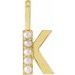 14K Yellow Cultured White Freshwater Pearl Initial K Charm/Pendant
