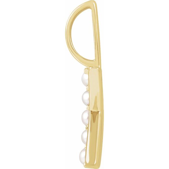 14K Yellow Cultured White Pearl Initial K Charm/Pendant