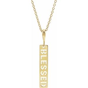14K Yellow Blessed Bar 16-18" Necklace