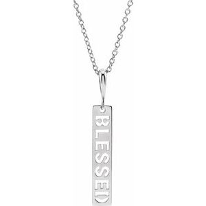 Sterling Silver Blessed Bar 16-18" Necklace