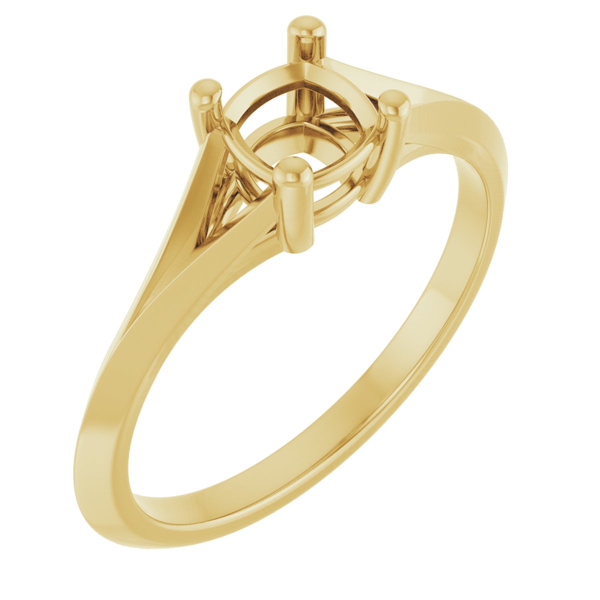 Solitaire Split Shank Engagement Ring