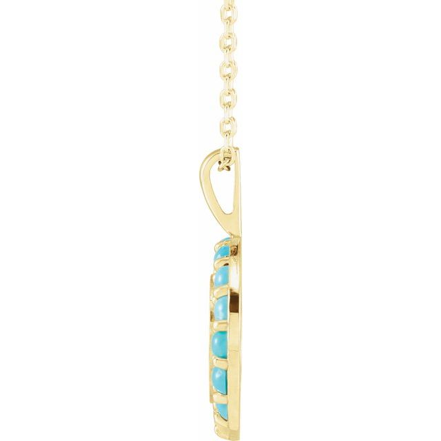 14K Yellow Natural Turquoise Engravable Halo-Style 16-18 Necklace
