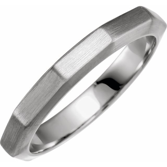 Sterling Silver 3 mm Geometric Decagon Band Size 6.5