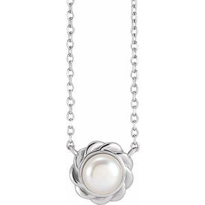 Sterling Silver Cultured White Freshwater Pearl 18" Necklace