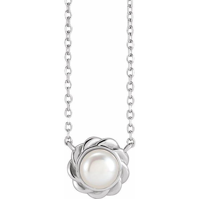 14K White Cultured White Freshwater Pearl 18 Necklace