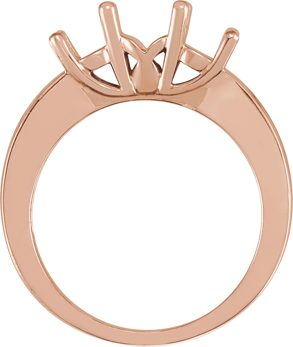 10K Rose 3.4 mm Round Three-Stone Engagement Ring Mounting