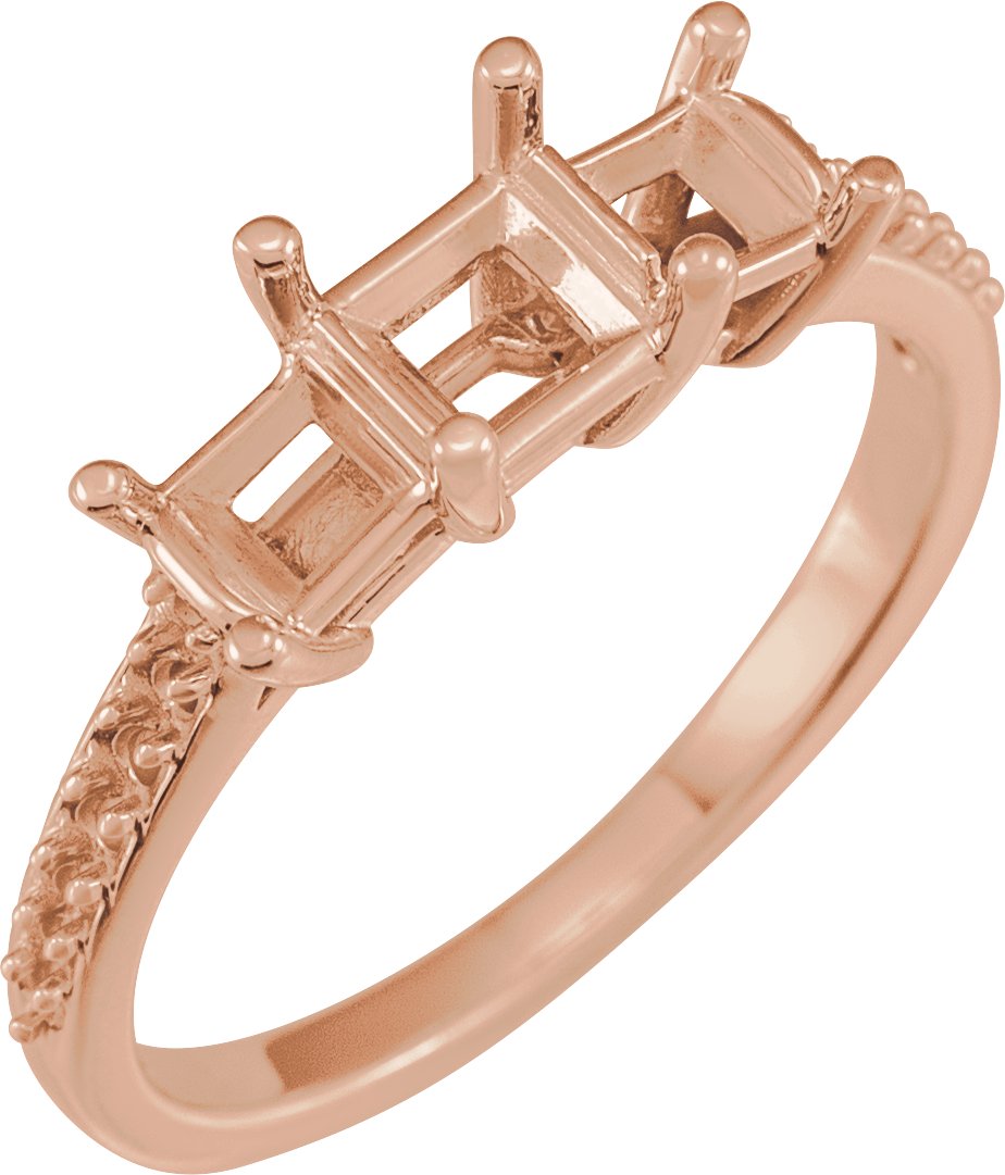10K Rose 4.5 mm Square Accented Engagement Ring Mounting