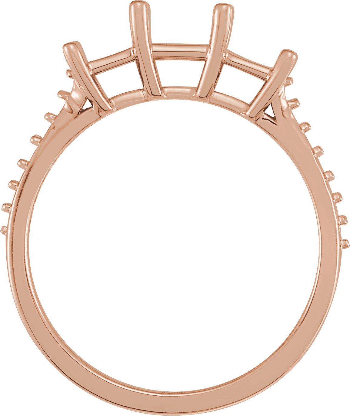 10K Rose 4.5 mm Square Accented Engagement Ring Mounting