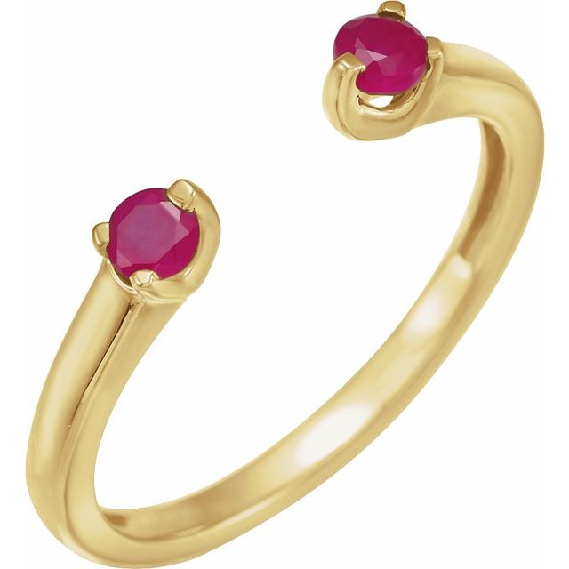 14K Yellow Natural Ruby Negative Space Ring