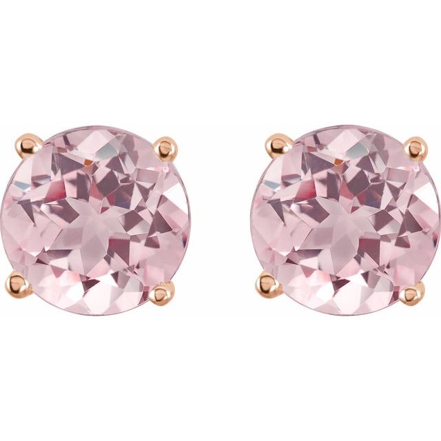 14K Rose 5 mm Natural Pink Morganite Stud Earrings with Friction Post