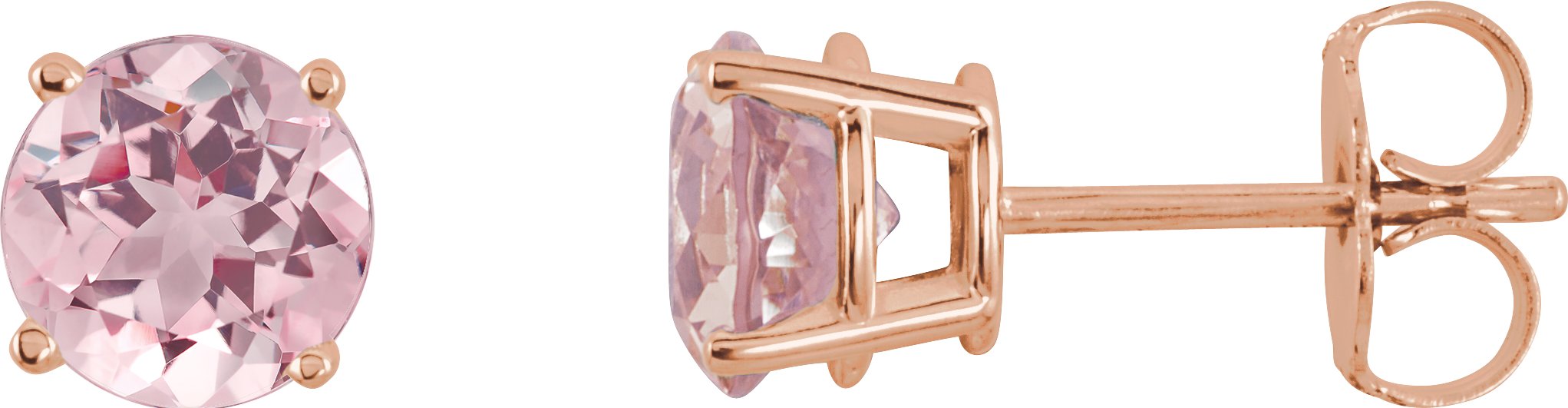 14K Rose 5 mm Natural Pink Morganite Stud Earrings