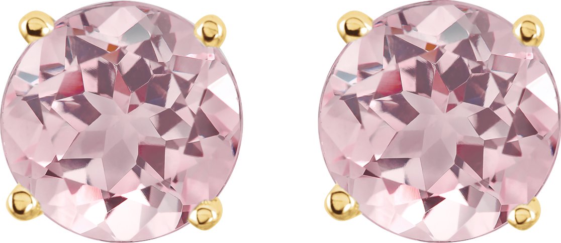 14K Yellow 5 mm Natural Pink Morganite Stud Earrings with Friction Post Ref 18406569