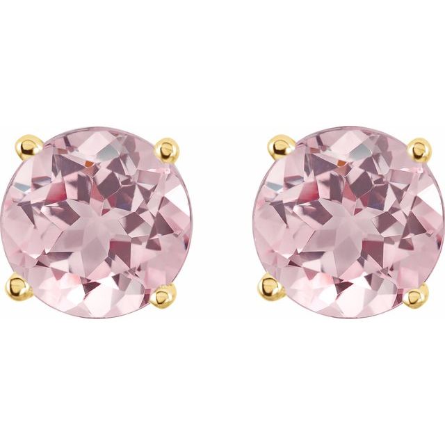 14K Yellow 5 mm Natural Pink Morganite Stud Earrings