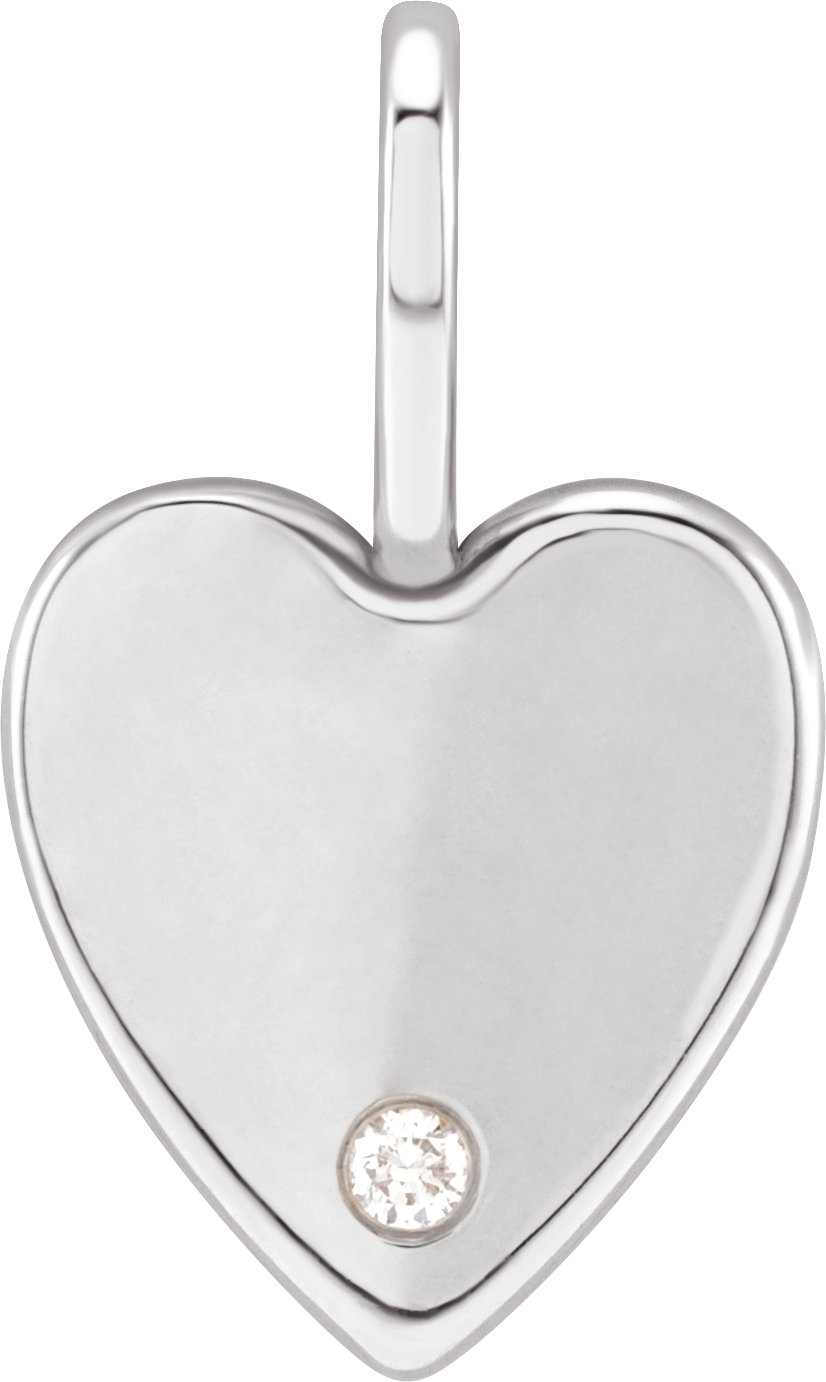 14K White .02 CT Natural Diamond Heart Charm or Pendant Ref 18496001